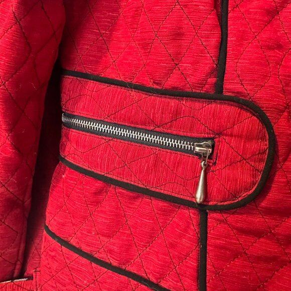 CANVASBACKS Vintage Red Quilted Blazer with Black Trim - Picture 4 of 7